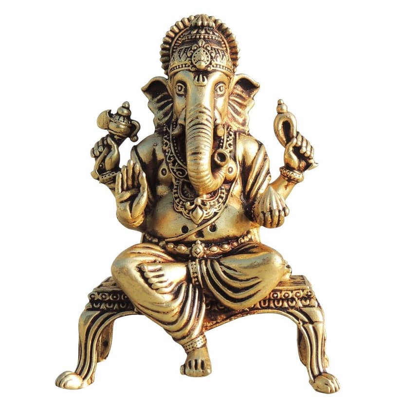 Brass Showpiece Ganesh Ji God Idol Statue, Made From Machine (BSMAS1700 G) view 2