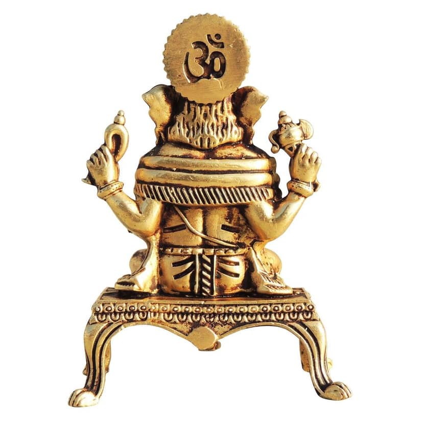 Brass Showpiece Ganesh Ji God Idol Statue, Made From Machine (BSMAS1700 G) view 3