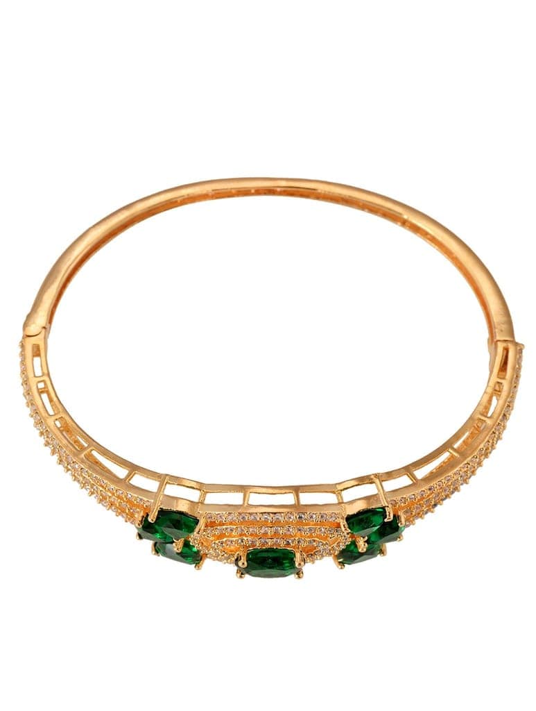 Gold plated Green AD studded handcrafted designer Bracelet for Women & Girls view 3