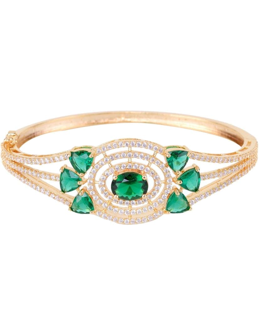 Gold plated Green AD studded handcrafted designer Bracelet for Women & Girls view 6