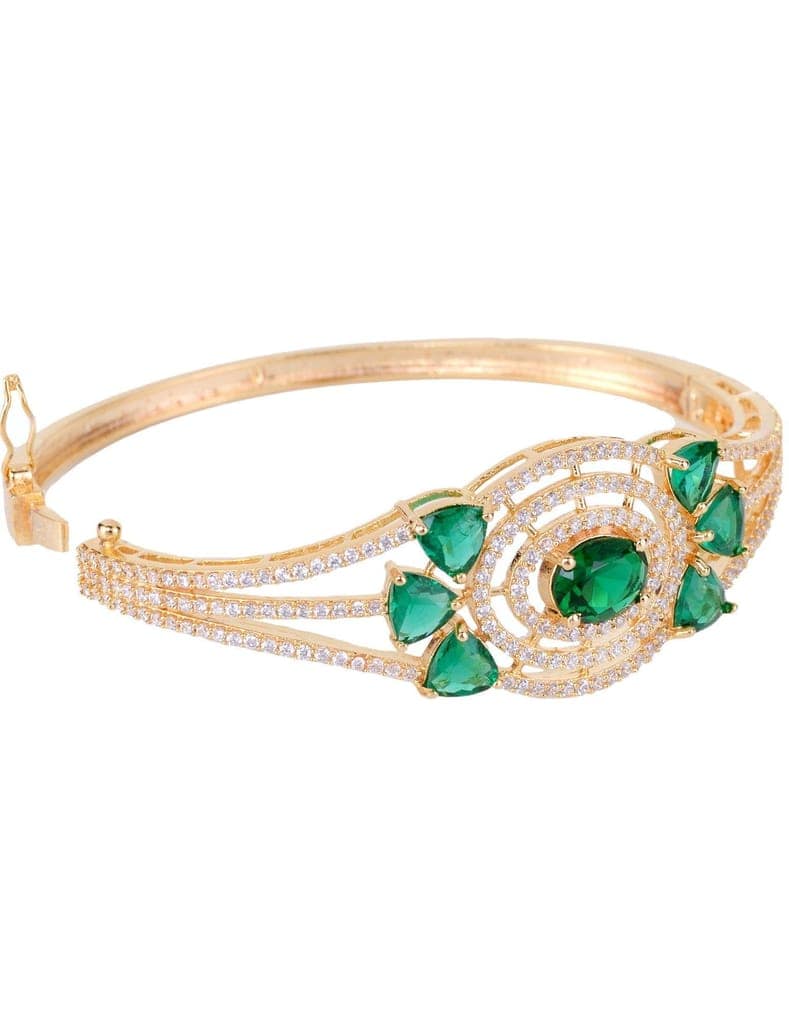 Gold plated Green AD studded handcrafted designer Bracelet for Women & Girls view 7
