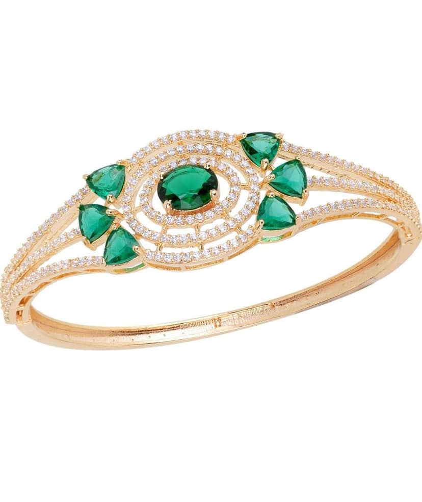 Gold plated Green AD studded handcrafted designer Bracelet for Women & Girls view 8