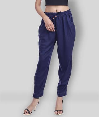 Lee Moda - Blue Rayon Flared Fit Women's Casual Pants ( Pack of 1 )