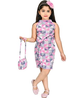 JCT DRESSES Crepe A-line Dress For Girls ( Pack of 1 , Pink )