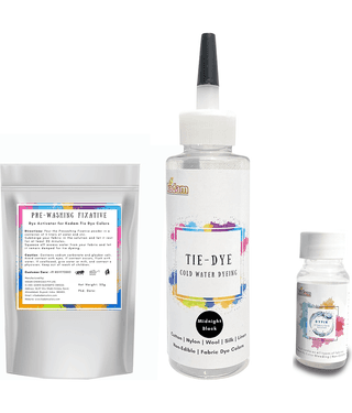 Kadam Tie Dye Midnight Black, Cold Water Fabric Dye Color, 100mL Bottle with Prewashing Fixative mini and Free Kadam DyFix mini bottle