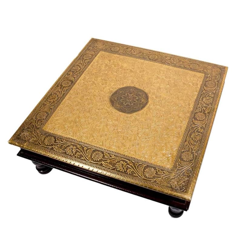 Wood To Cart® Pooja Bajot Stool/Pooja Decor/Chowki/Patla/Chowki for Daily Prayer/Sitting Chowki for All Purpose (Gold bajot-12x12x6 inches) view 2