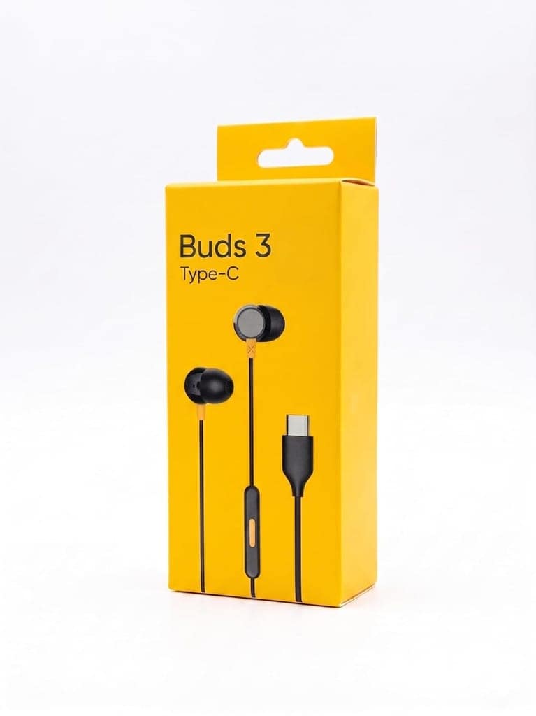 Wired Earphones for Realme Wired USB-C Buds 3 – Type-C in-Ear Headphones with Mic, Crystal Clear Sound & Bass, Compatible with Realme GT Neo 6, 12x, 11 Pro+, Narzo 60 Series 1 Year Warranty