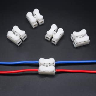 SPARKWORLD Electronic Spices 100pcs Cable Connectors 2 Pins Electrical Push Type Cable Connectors Quick Splice Lock Wire Terminal 220V 10A | Colour: White