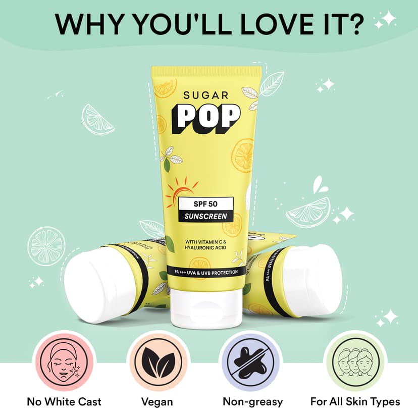 SUGAR POP Spf 50 Sunscreen With Vitamin C And Hyaluronic Acid view 2