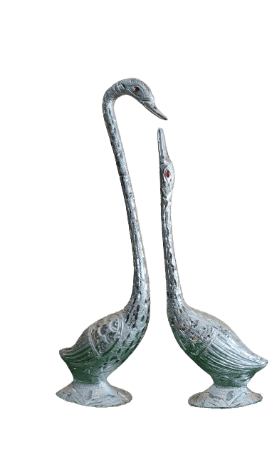 White Metal Swan Set for Home Decor