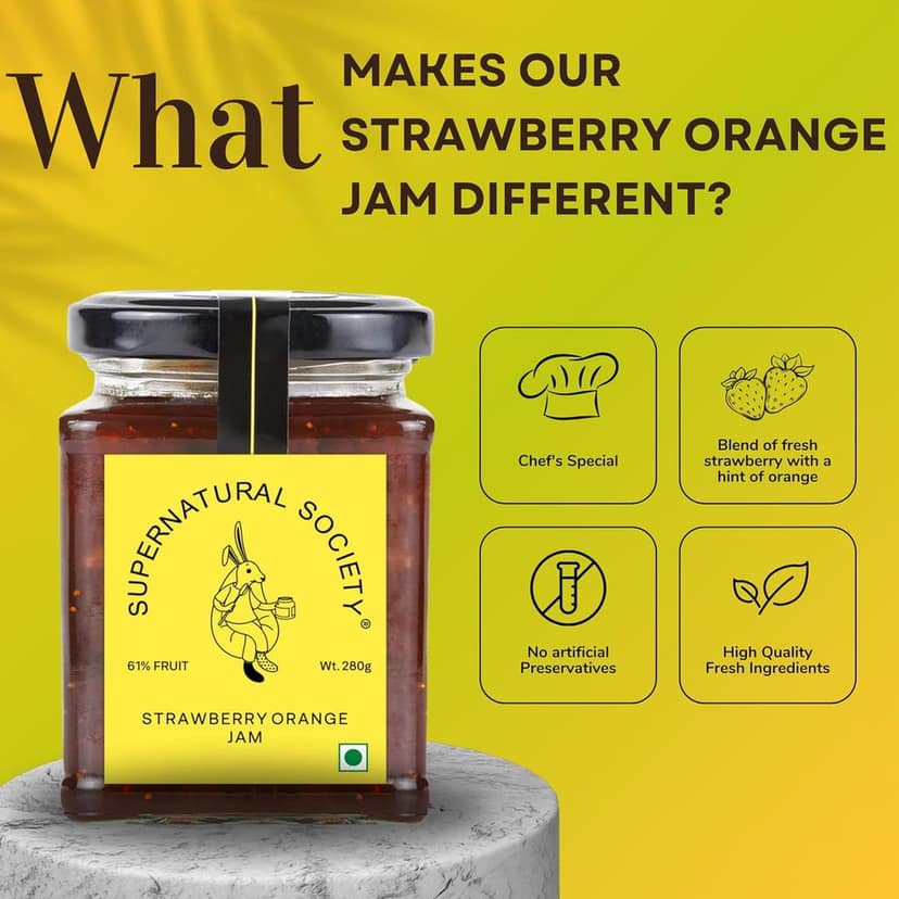 Supernatural Society - Strawberry Orang Jam 280g | Low Added Sugar | No Added preservatives | No Artificial Color Added | 100% Natural Flavor view 3