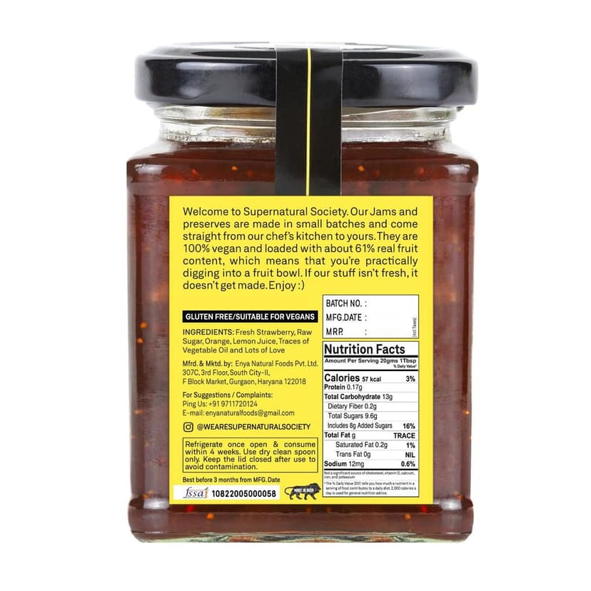 Supernatural Society - Strawberry Orang Jam 280g | Low Added Sugar | No Added preservatives | No Artificial Color Added | 100% Natural Flavor view 4