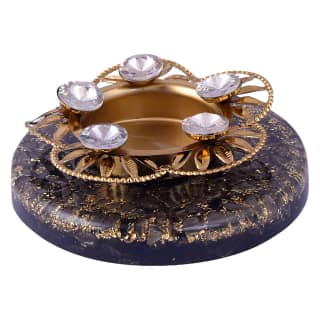 Tealight Holders with Natural Crystal Stone, Decorative,Votive Candle Holder, Tealight Candle Holder for Romantic Candle, Night, Dinner,Wedding,Bathroom, Diwali, Chirstmas(KI_096) by Krishna Impex