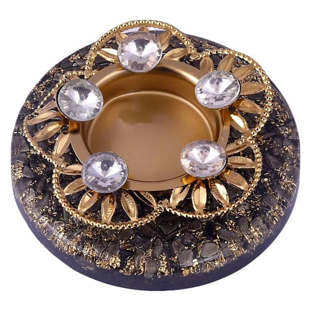 Tealight Holders with Natural Crystal Stone, Decorative,Votive Candle Holder, Tealight Candle Holder for Romantic Candle, Night, Dinner,Wedding,Bathroom, Diwali, Chirstmas(KI_096) by Krishna Impex view 2