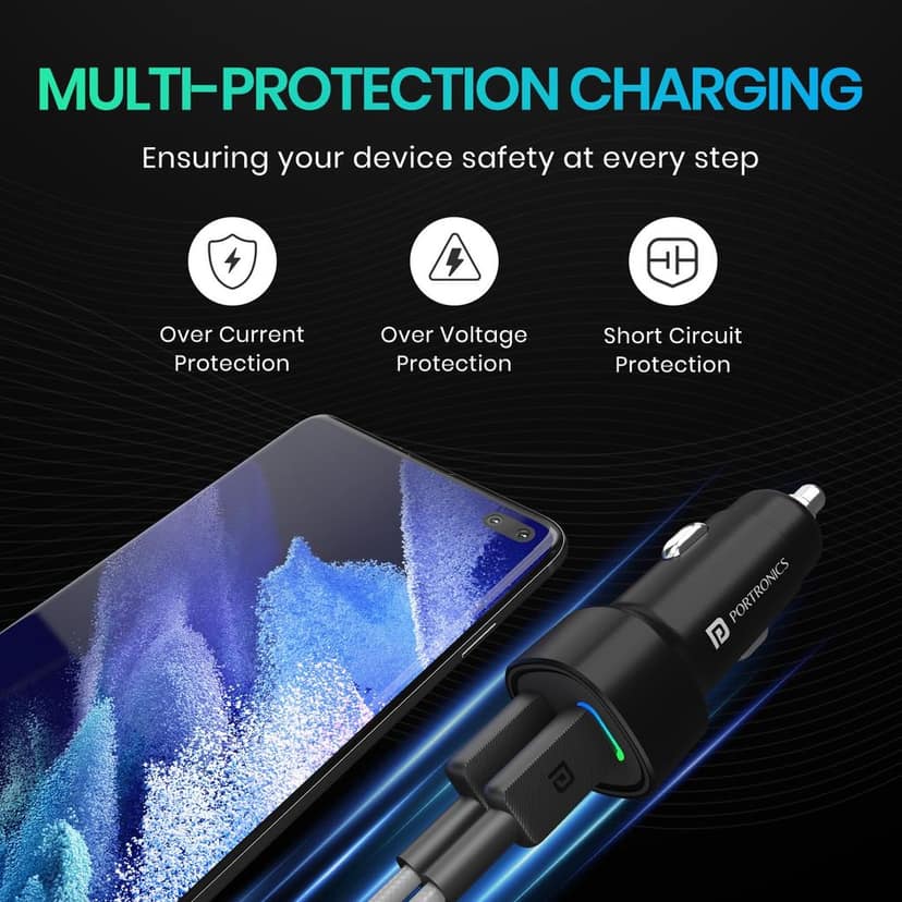 Portronics 80W Dual Output Fast Car Charger view 3
