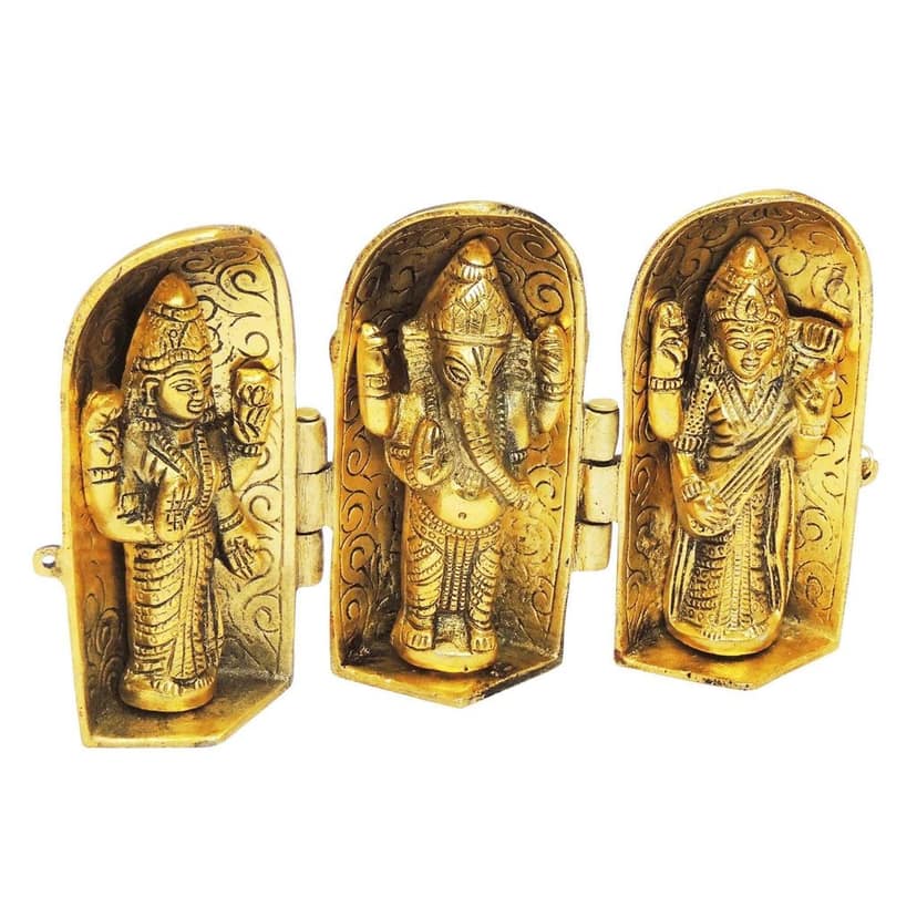 Aluminium Laxmi Ganesh Darbar Showpiece | Laxmi Ganesh Idol for Home & Office Puja, Height : 5.3 Inch (ASMAS277 G) view 3