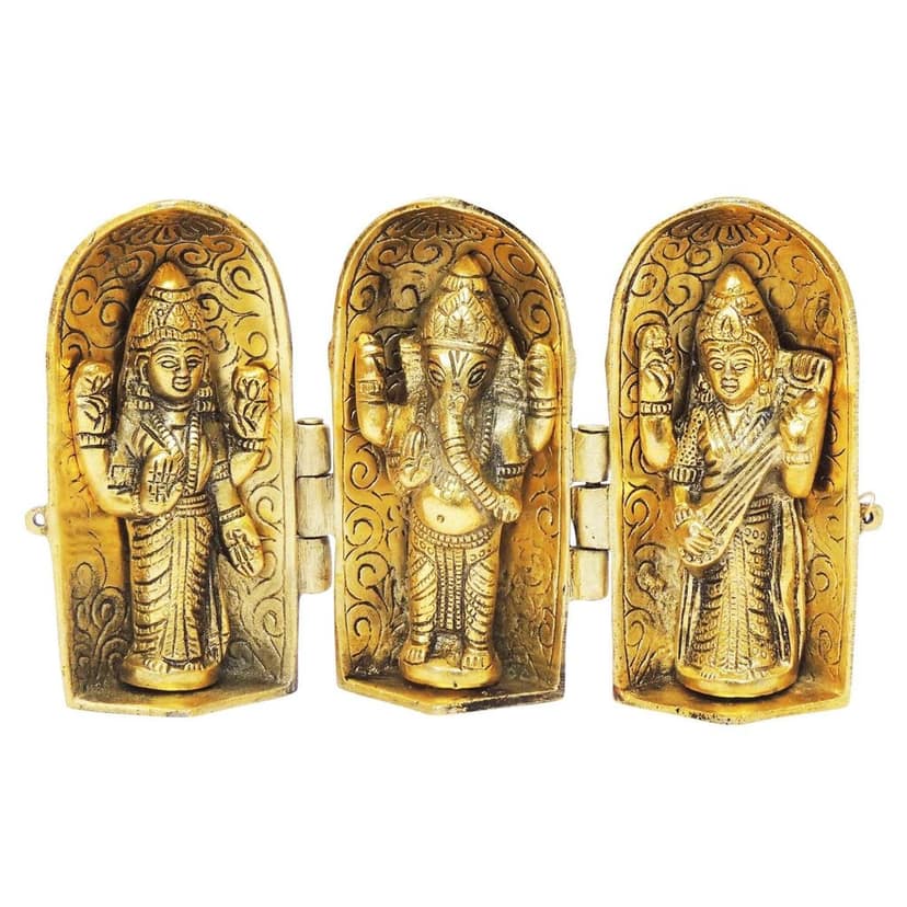 Aluminium Laxmi Ganesh Darbar Showpiece | Laxmi Ganesh Idol for Home & Office Puja, Height : 5.3 Inch (ASMAS277 G) view 5