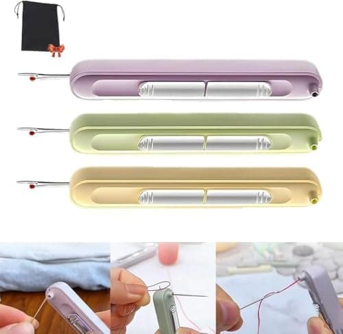 2-in-1 Needle Threader & Seam Ripper Tool for Hand Sewing and Machine Use, Easy Sewing Threader Tool with Sharp Seam Cutter, Durable 2 in 1 Needle Thread Accessory view 3