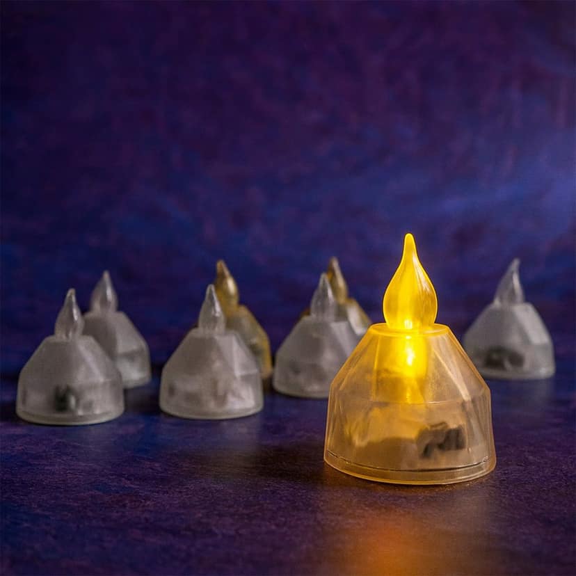 LED Flameless Decorative Diyas – Set of 8 Crystal-Style Lights view 3