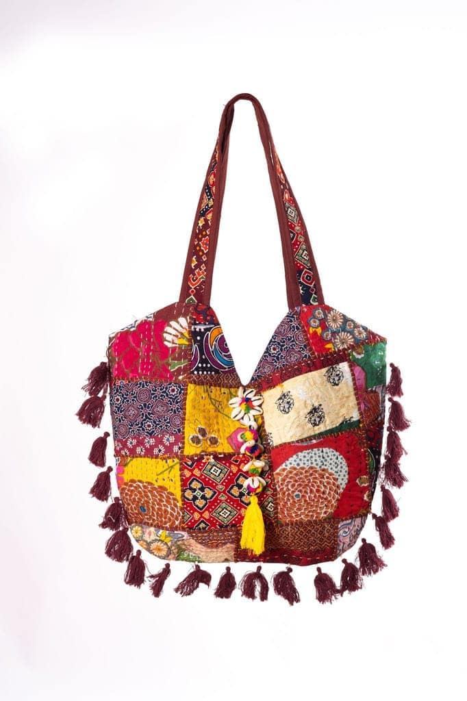 Rajasthani Patchwork Bohemian Tote Bag, Shoulder Handbag for Women