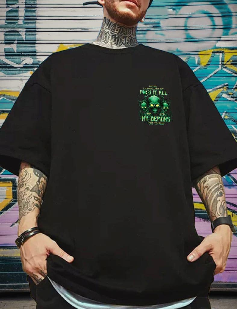 SCOTT FINCHER Men's One Day I'm Gonna Just Say F*ck It All And Let My Demons Out To Play T-Shirt : AA(ARN)BLACK_187 view 4