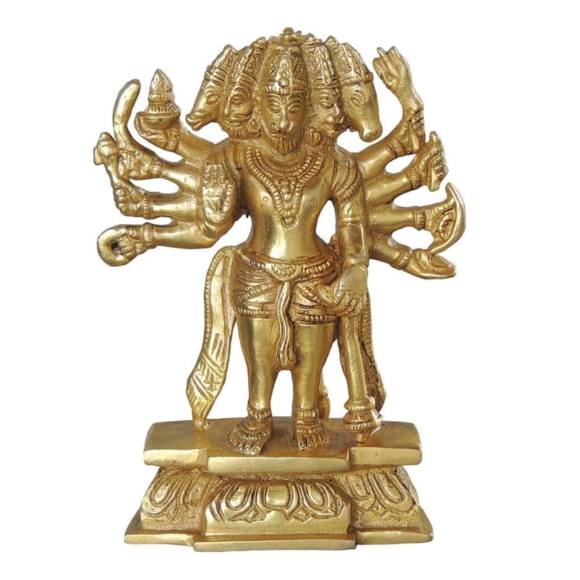 Brass Panchmukhi Hanuman Murti - Temple Quality Idol, Height : 7 Inch (BSMAS1039 F) view 2