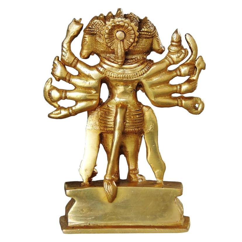 Brass Panchmukhi Hanuman Murti - Temple Quality Idol, Height : 7 Inch (BSMAS1039 F) view 3