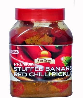 Sun Grow Organic Premium Stuffed Banarasi Red Chilli Pickle Achaar (Taste of Banaras) Pickle 1 kg