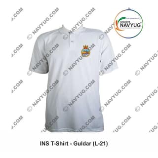 Navyug INS Guldar T-Shirt (XXL) | Embroidered Navy Insignia | Casual Defence Wear