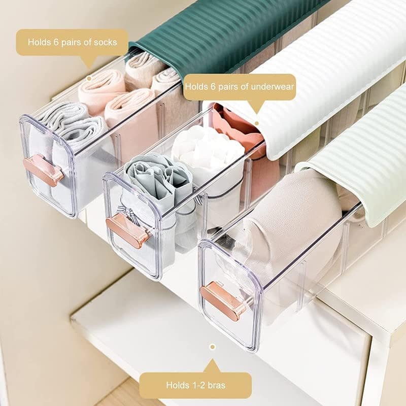 6-Grid Clear Plastic Organizer Bins with Lids for Kitchen Pantry Cabinet Storage view 3