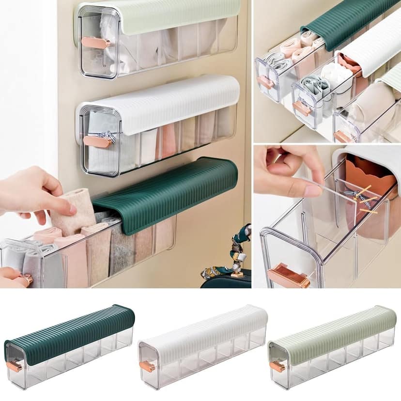6-Grid Clear Plastic Organizer Bins with Lids for Kitchen Pantry Cabinet Storage view 5