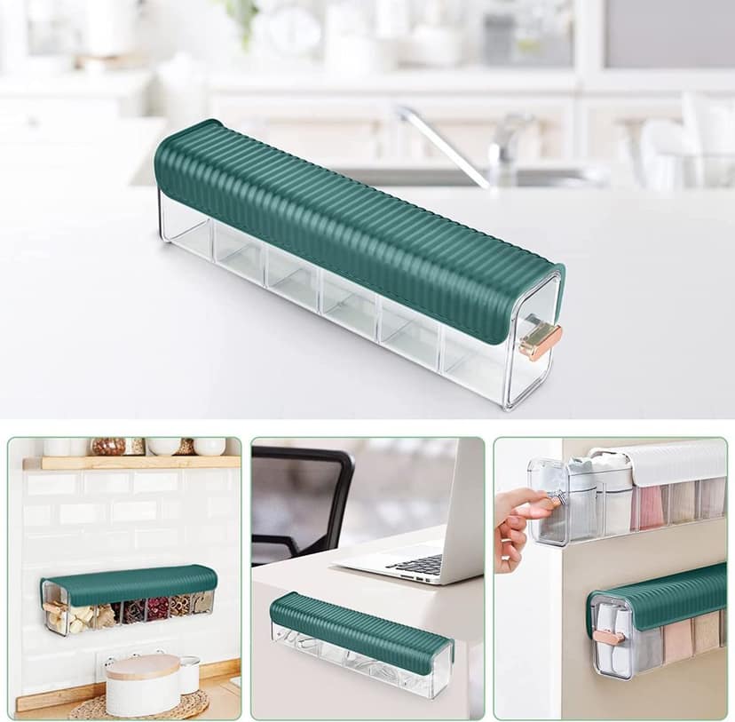 6-Grid Clear Plastic Organizer Bins with Lids for Kitchen Pantry Cabinet Storage view 7