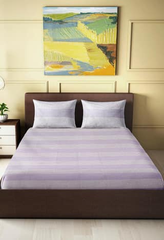 Handloom Cotton Bedsheet With Pillow Covers - Purple