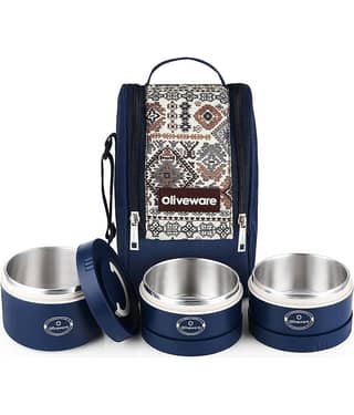 Oliveware Executive Pro Stainless Steel Lunch Box 3 - Container ( Pack of 1 )