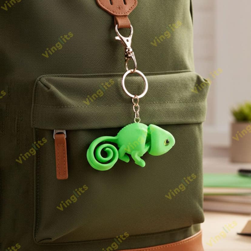 Vinglits Bugsy & Scaly 3D Printed Keychains – Articulated Animal Toys, Pocket-Friendly Keyrings, Stress Relief Desk Toys for Kids & Adults, Collectible Accessories (Chameleon - Nova, Medium) view 2