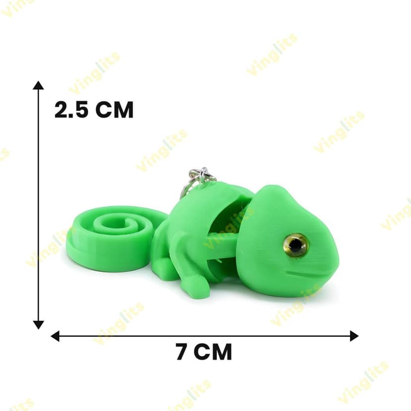 Vinglits Bugsy & Scaly 3D Printed Keychains – Articulated Animal Toys, Pocket-Friendly Keyrings, Stress Relief Desk Toys for Kids & Adults, Collectible Accessories (Chameleon - Nova, Medium) view 4