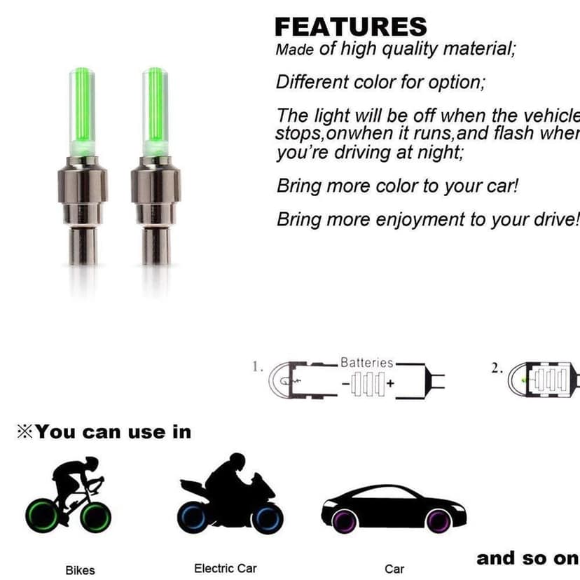 LED Tyre Valve Caps – Motion-Activated Light view 3