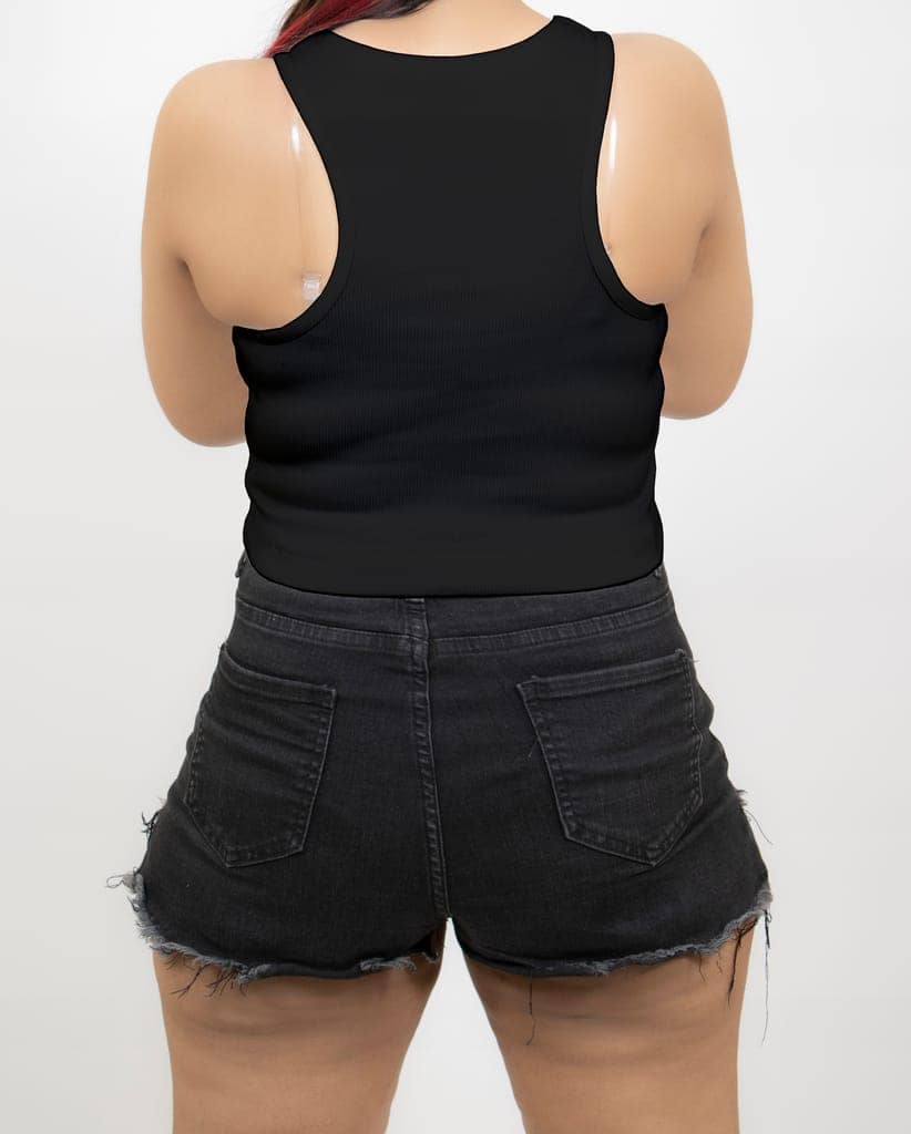 Soft and Stretchy Cotton Knit Rib Fitted V Neck Fitted Casual and Sports Crop Top view 3