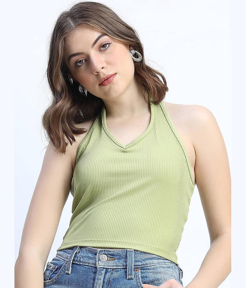 Tokyo Talkies Women's Polyester Regular Top ( Green ) view 7