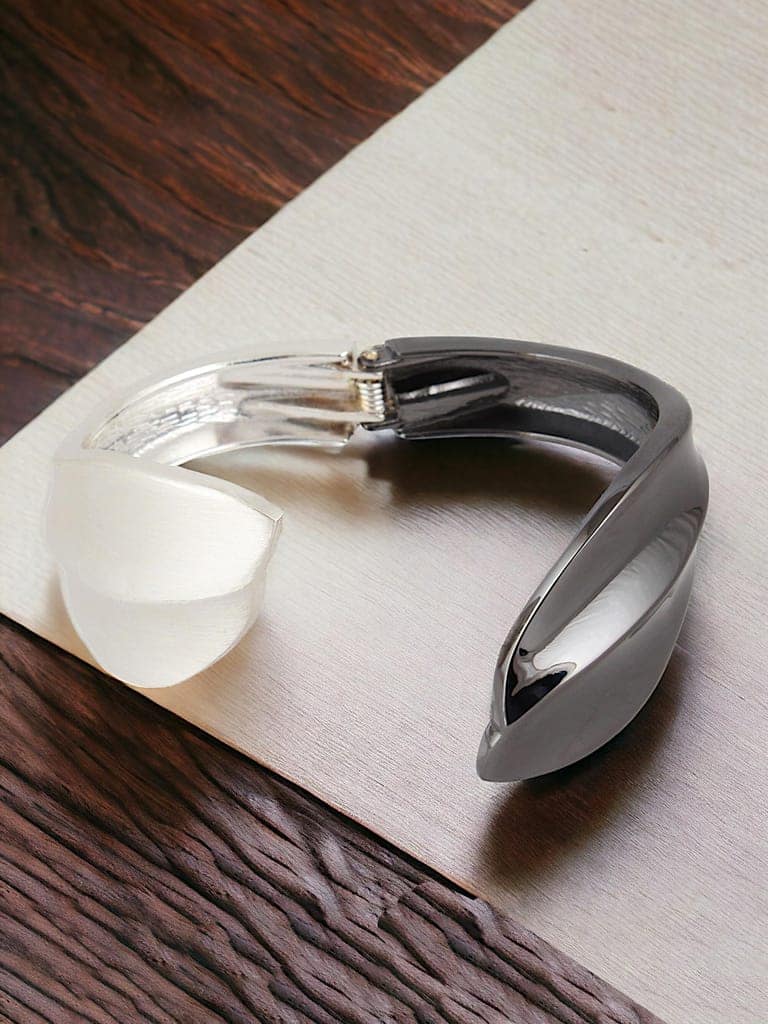 LUCKY JEWELLERY Latest Stylish Black and White Color Adjustable Cuff Bangle Bracelet for Women & Girls | Birthday Gift for Girls & Women Anniversary Gift for Wife (500-CHB2-1303) view 5