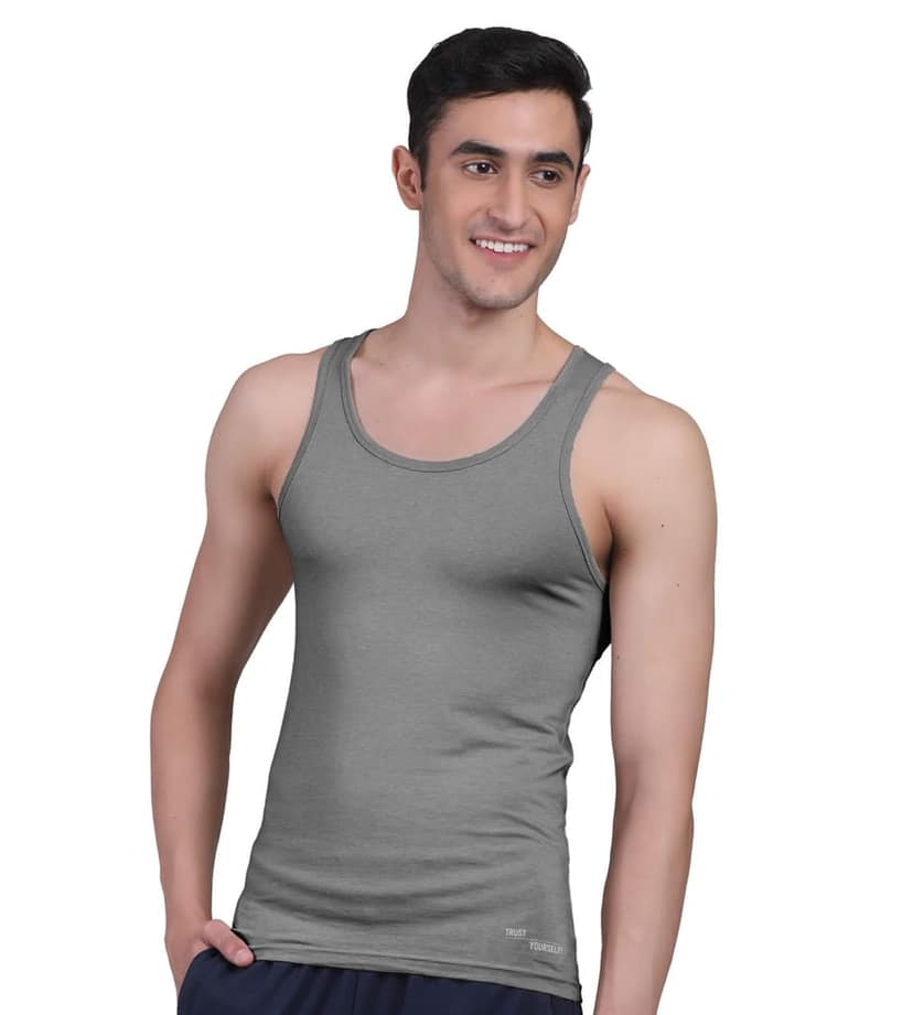 Freecultr Vest for Men | Bamboo Sleeveless, Super Soft Round Neck Gym Comfort Vest | Workout Regular Fit Innerwear | Breathable Sando with Long Hemline Pack of 1-Beach Sand view 2