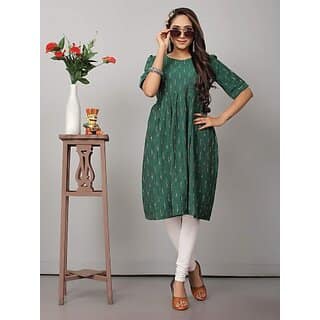 OMSAIFAB Casual Printed Women Green Top