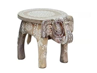 Annu Art - Hand-Crafted and Emboss Colorful Painted Wooden Elephant Shape Stool for Home/Office/Living or Bedroom Decor,Decorative Showpiece (8 Inches Height, Copper)