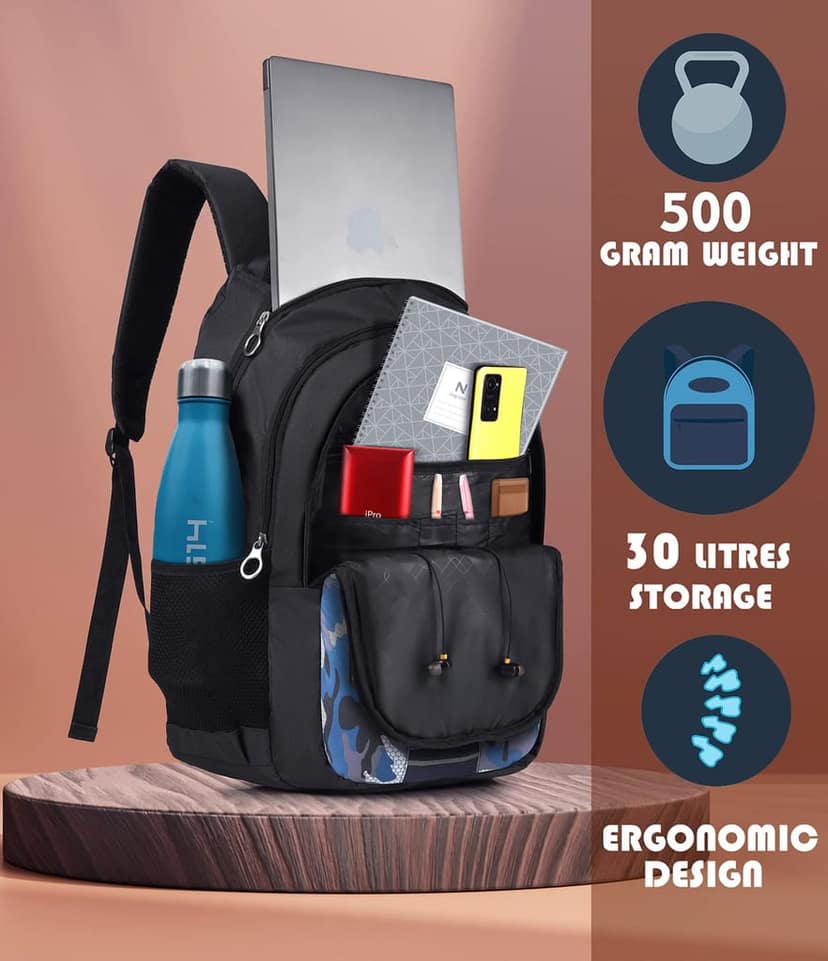 LOOKMUSTER Lookmuster30 Ltrs Large Laptop Backpack With 3 Compartments, Water Resistant view 6