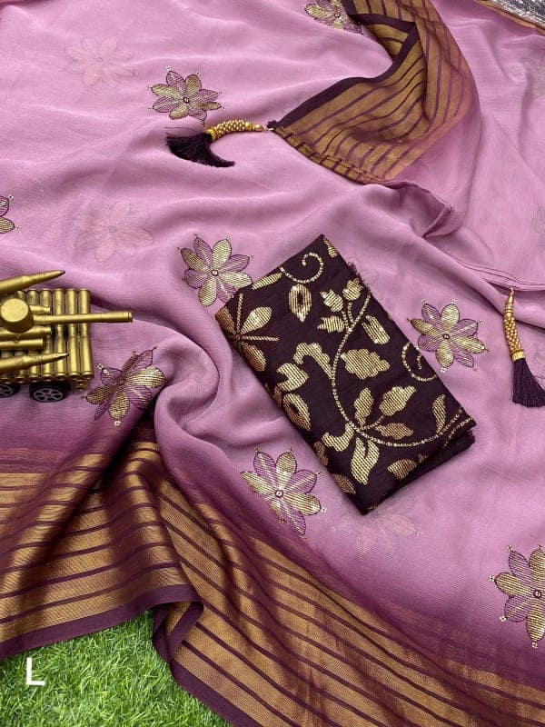 Paisley Daily Wear Georgette Saree - PURPLE view 2
