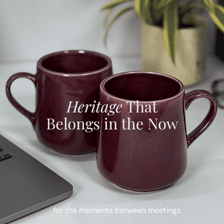 Heritales Dark Merlot Ceramic Mug for Coffee, Milk & Tea Lovers – 350 ML | Handcrafted in India |Vegan, Bone China-Free | Microwave, Dishwasher & Freezer Safe | Premium Artisanal Mug– Set of 2