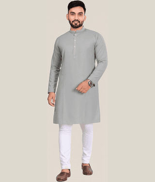 Balaji's Cotton Blend Solid Regular Fit Kurta Pyjama Set For Men ( Pink )