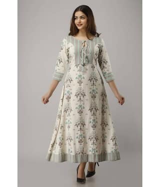 IRIDAA JAIPUR - Multicolor Cotton Blend Women's Flared Kurti ( Pack of 1 )