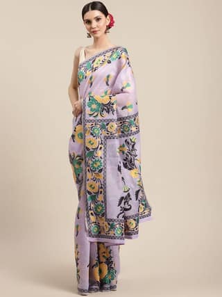 Women's Cotton Jamdani Saree With Unstiched Blouse Piece