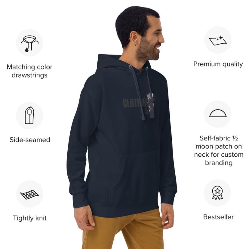 Clothikoo Premium Wolf Printed Edition Hoodie (400 GSM, Navy Blue Colour) view 5